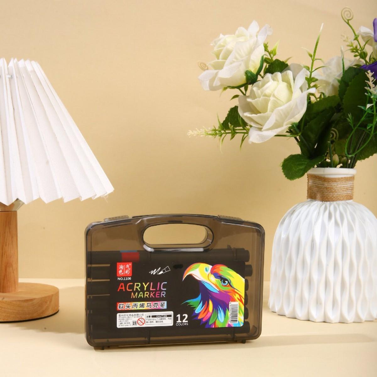 

Мягкий наконечник Черный ящик Акриловый маркер Быстросохнущий Наслаиваемый цвет Непрозрачный Бумага Детский DIY Граффити Арт Живопись Ручка