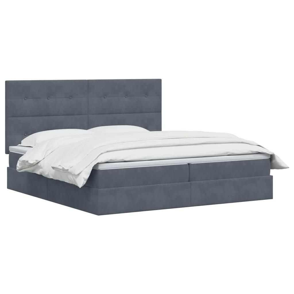 Storage Bed with Mattress Dark Grey 200 x 200 cm Velvet