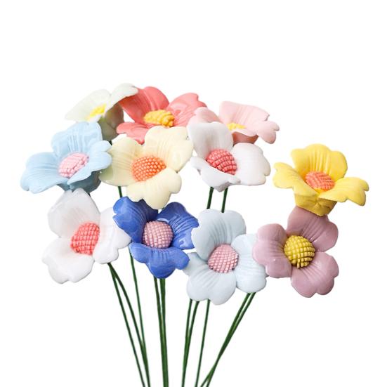 Ručně vyráběná keramická simulace květiny Realistický umělý barevný květ Dekorace Umělá květina se stonkem DIY Dekorace vázy