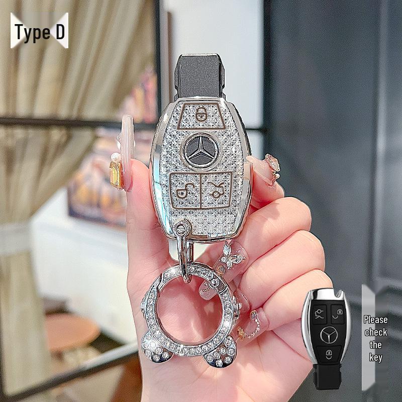 High-End Key Case for 25 Mercedes-Benz Models: E300L, C260L, GLC, GLS, EQE, A-Class - Elegant Design for Women