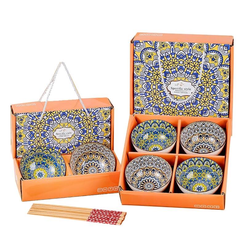 Elegant Ceramic Rice Bowl & Chopstick Set