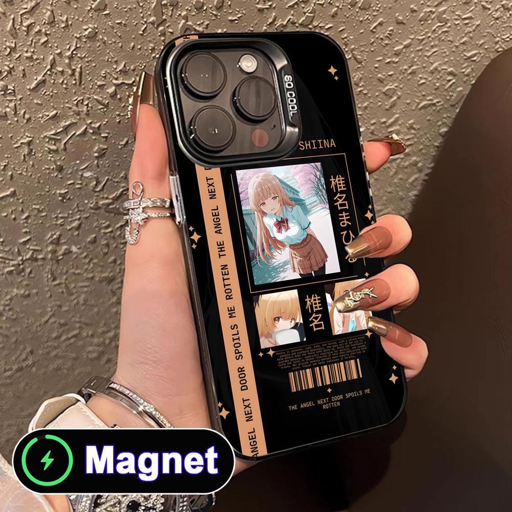 Angel Mahiru Shina Phone Case for iPhone 17 16 15 14 13 12 11 Air Pro Max Plus Colorful Silver MagSafe Cover
