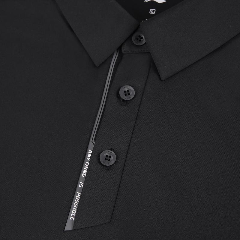 Li-Ning Casual Fashion Commuting Solid Color Comfortable Breathable Short Sleeve Polo Shirt Men tops Black APLW245-2