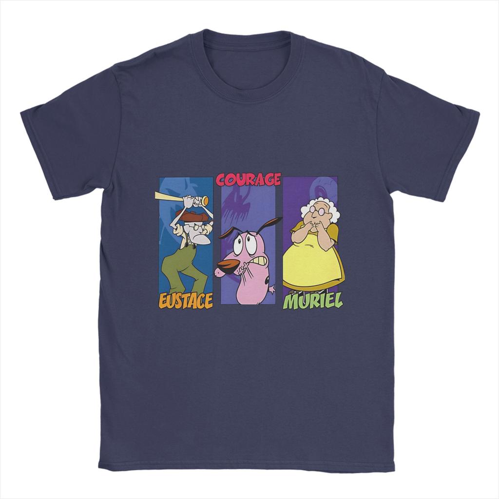 Courage Dog Cotton T-Shirt For Men Summer Aesthetic T Shirts Round Neck Fashion Tees Oversized Hot Sale Clothes