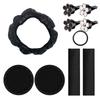 10pcs Women's Leather Steering Wheel Cover, Car Accessories Set With Seat Belt Shoulder Pads,  Start Button Ring Sticker, Vent Clip, Car Accessories