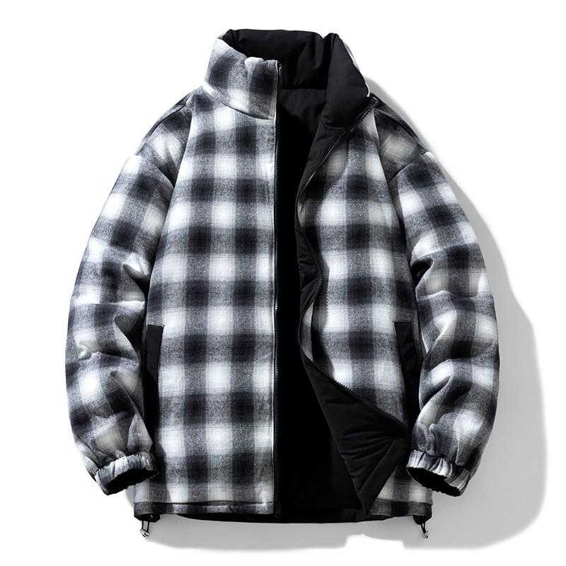 Herren Winter Daunenjacke 90% Weiße Ente Beidseitig tragbar Lockere Passform Warmer Freizeitmantel Kaltes Wetter