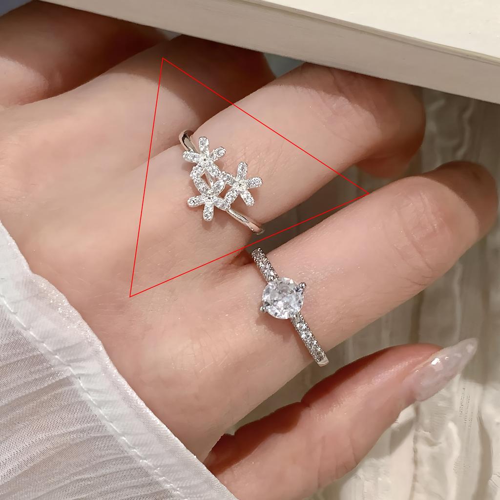 VENTFILLE   CopperBlack Zircon Wheat Ears Leaf Ring for Women Girl Gift Double Layer Simple Jewelry Dropshipping