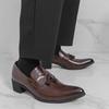 Men's Fringed Pointed Head and One Pedal of Leather Shoes 38-46 British Height Increase In Spring and Autumn