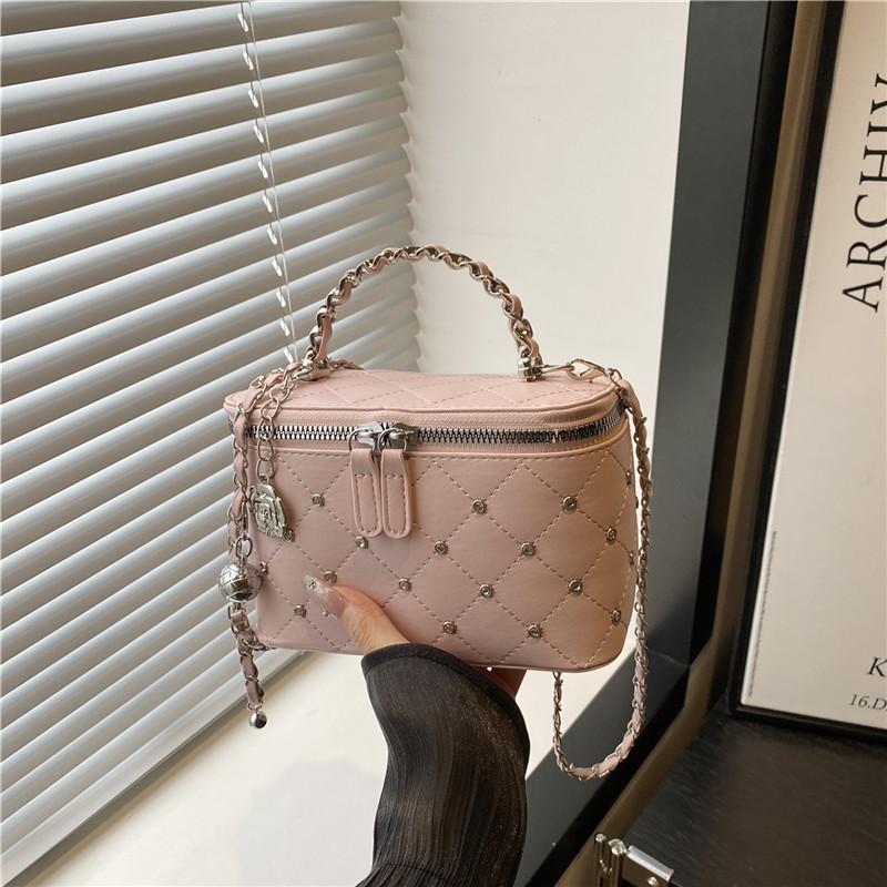 Mini Box Chain Bag With Zipper Closure For Daily Street Style Fashion
