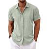 Summer Men's Linen Short Sleeve Shirt Casual Button Down Versatile Simple Top