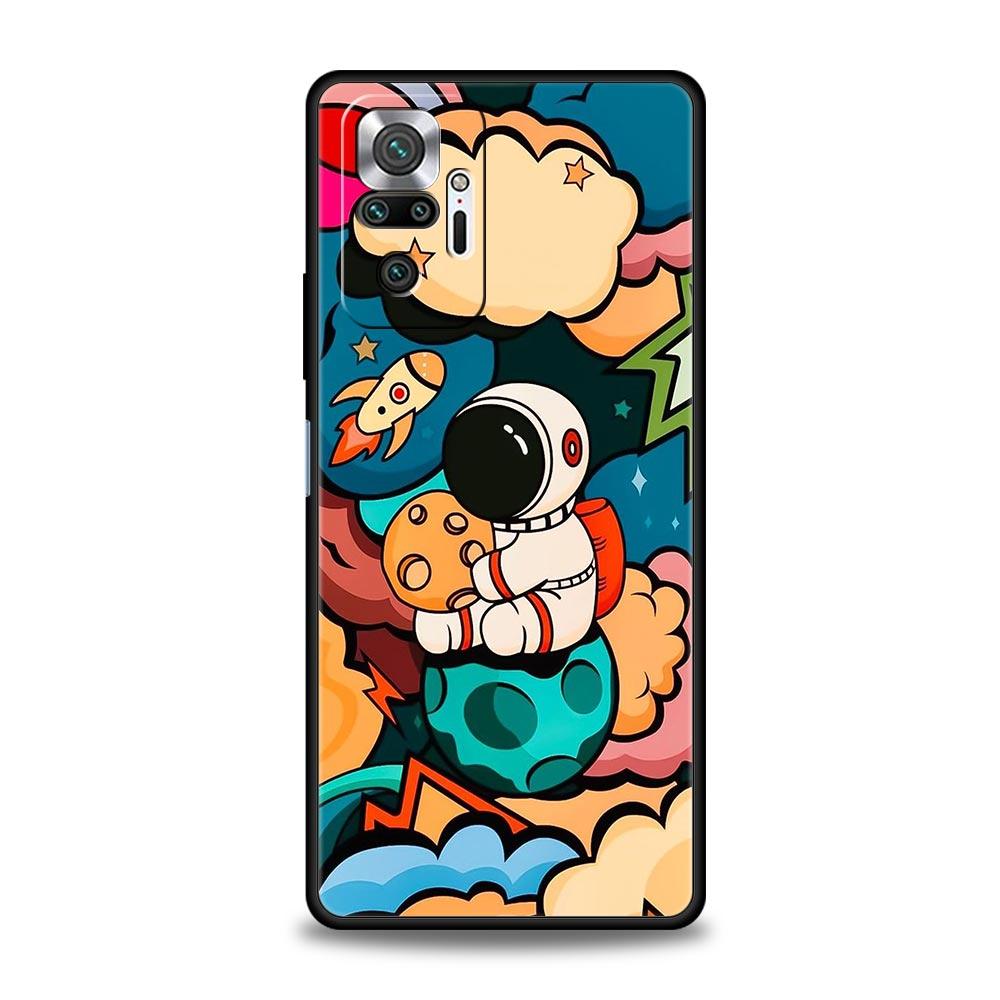 Cartoon Cute Cosmonaut Phone Case Cover for Redmi 14C 10C Note 15 14 13 12 10 11 K40 Pro Plus 5G Shockproof Soft TPU Shell Bags