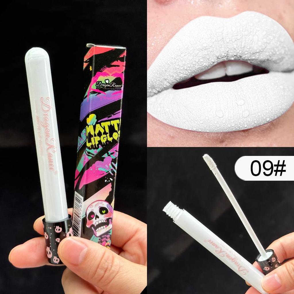 DragonRanee Vampire Matte Lip Glaze - Waterproof Halloween Retro Lipstick In White & Black