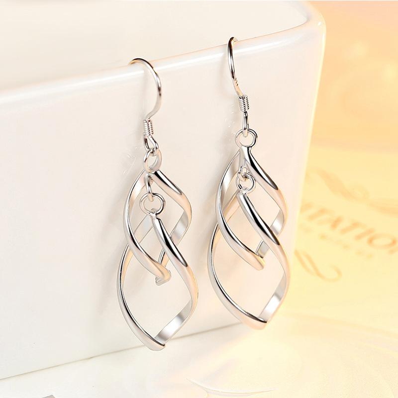 VENTFILLE 925 Stamp Silver Color Drop Long Earrings For Women Girl Temperament Simplicity Jewelry Birthday Gift Dropshipping