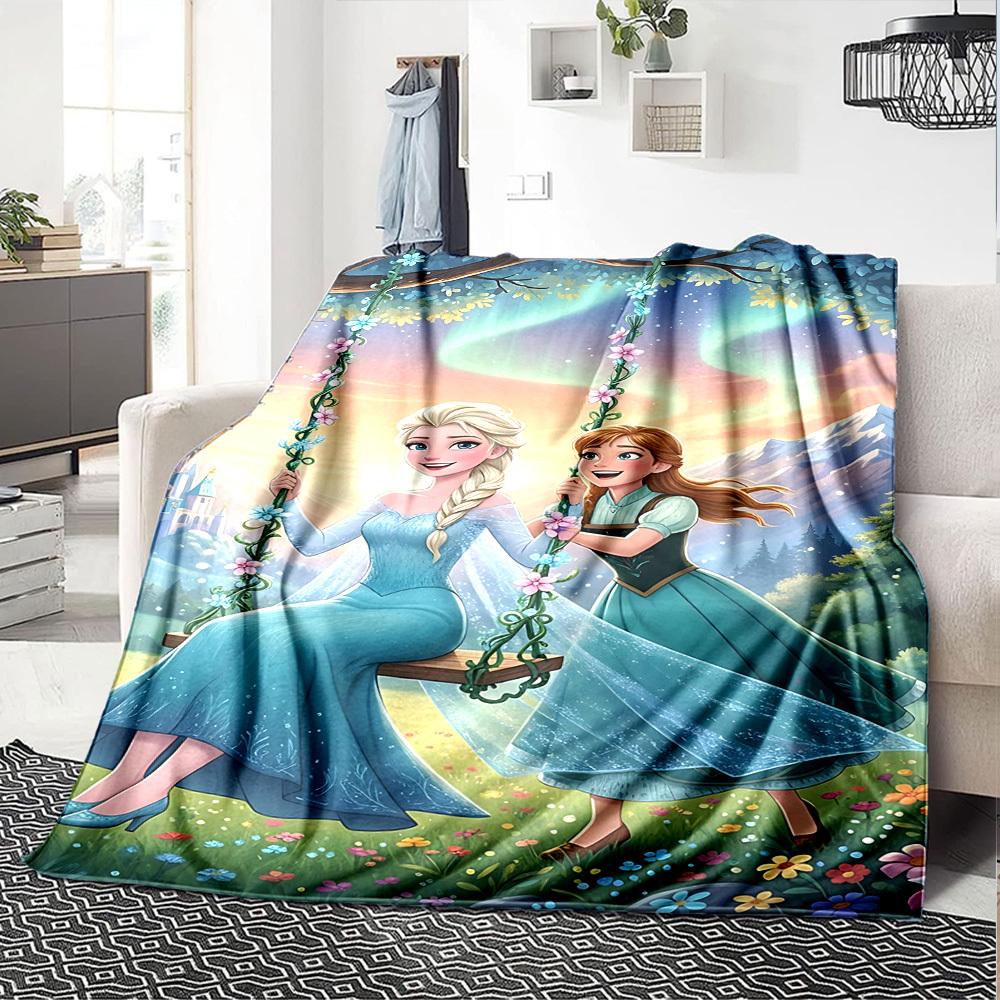 1pc Elsa Anna blanket Lightweight Flannel Throw for Sofa Bed Travel Camping Livingroom Office Couch Chair