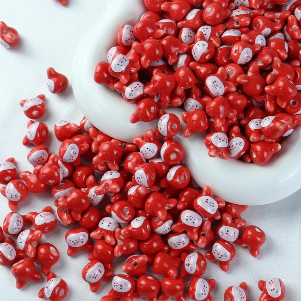 10Pcs Ceramic Colorful Chinchillas Ceramic Beads Rabbit Rabbit Shape Porcelain Bead  DIY Crafts