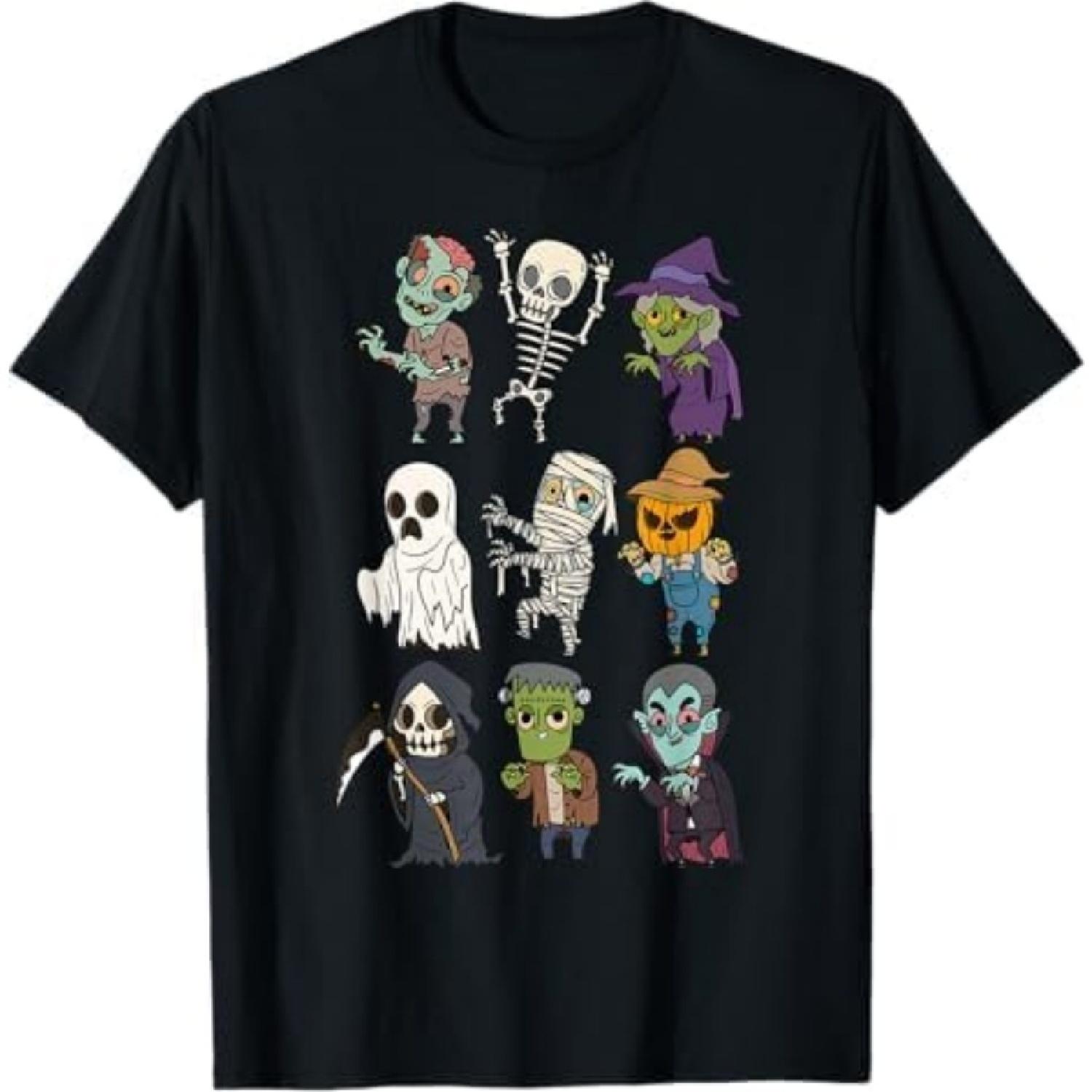 Halloween Character Skeleton Zombie Scary Pumpkin Mummy Kids T-Shirt AD25 Mens Womens Tank Top Sweatshirt Hoodie Black S