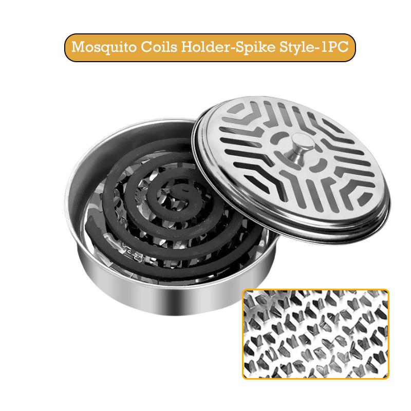 Stainless Steel Mosquito Incense Box with Lid Hollow Design Mosquito Coil Holder Indoor Outdoor Fireproof Mosquito Incense Tray