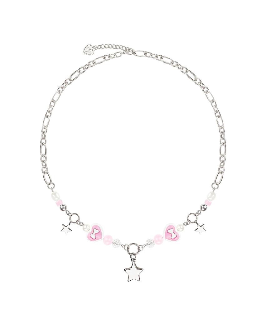 Vvv Ribbon Heart Candy Surgical Chain Necklace