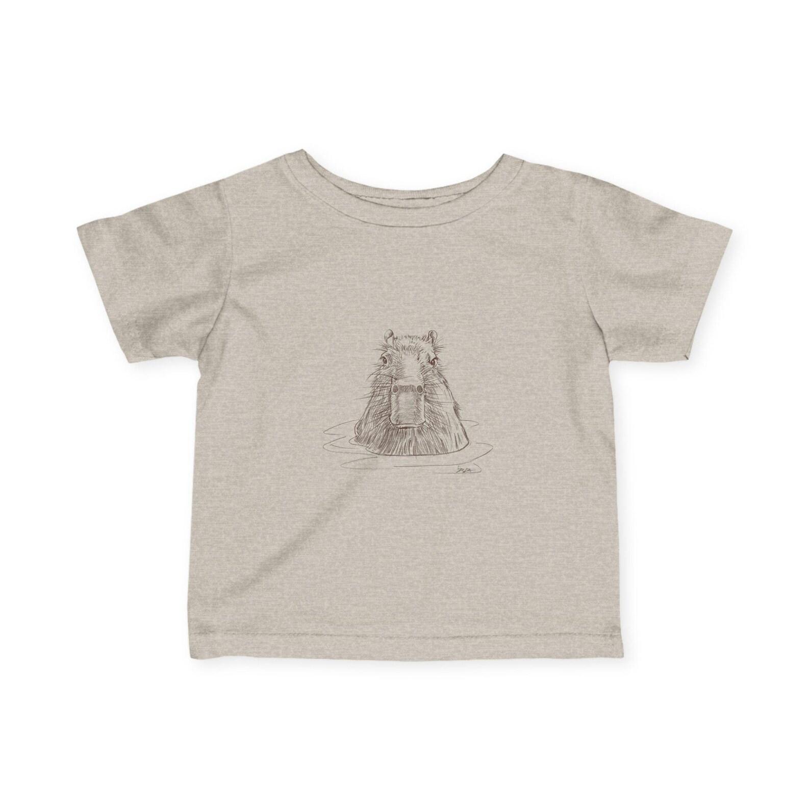 Capybara Baby Tee: Funny Zoo Animal Print Toddler Shirt M