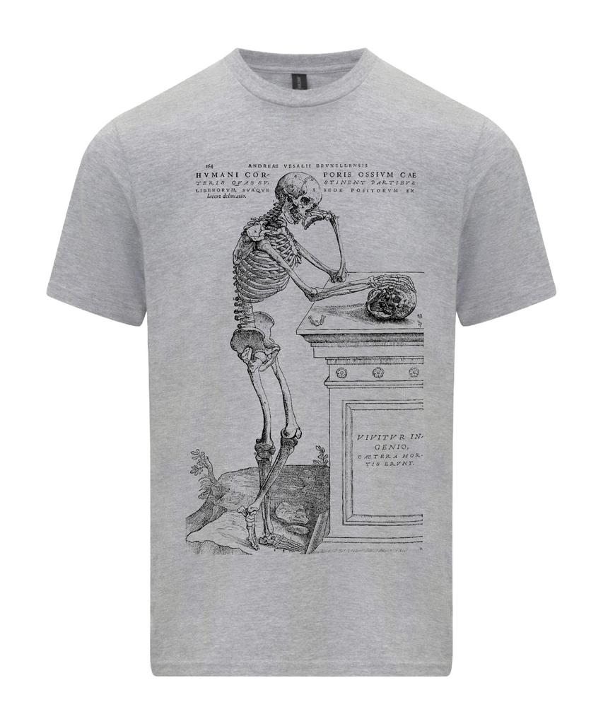 Pondering Thinking Skeleton By Andreas Vesalius Fine Art T-Shirt