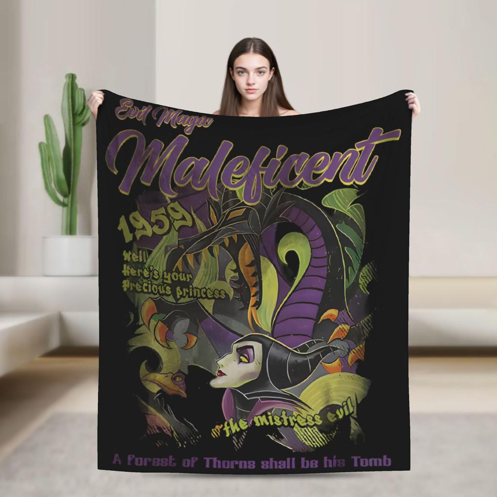 Sleeping Beauty Maleficent Villain Velvet Throw Blankets Bad Witches Blankets for Home Travel Lightweight Thin Outdoor Portable