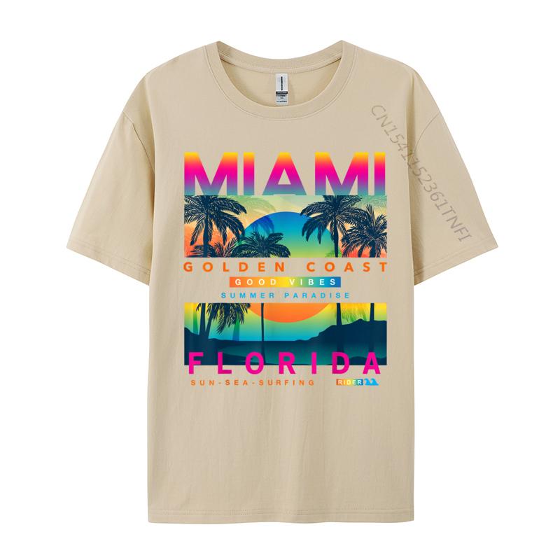 Nejnovější trička Oblečení Miami Florida Miami Barevný Východ Slunce Pánské Tričko Nadměrné Pánské Tričko Top Trička Pro Muže
