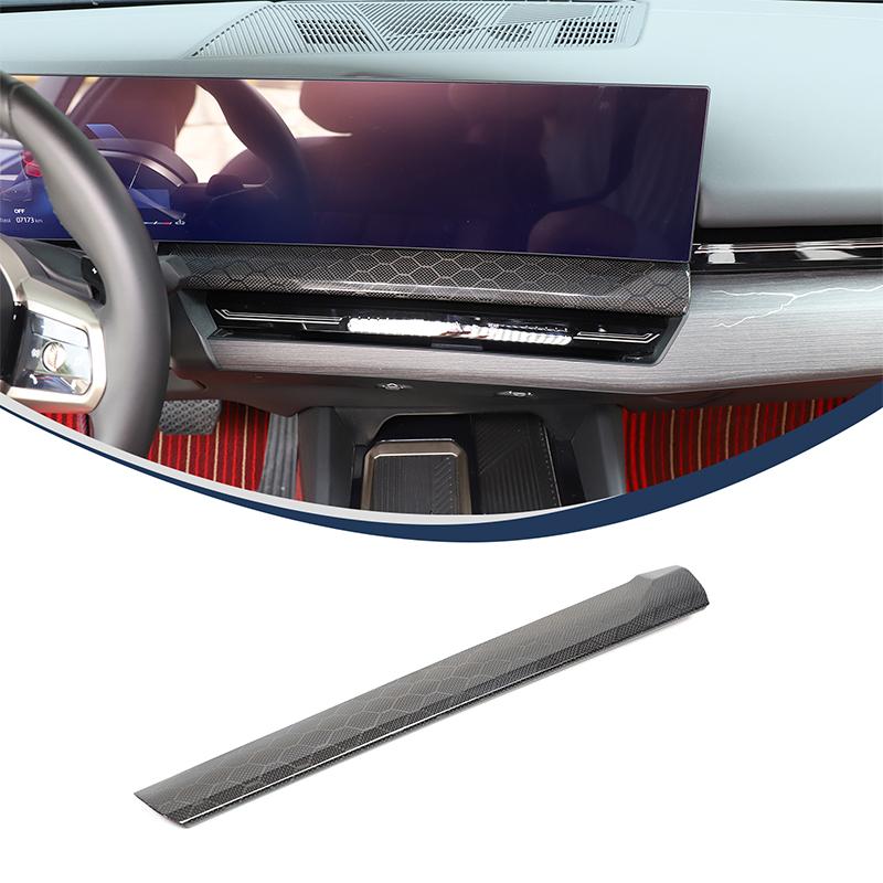 Hard true carbon fiber Car Center Control Navigation Screen Lower Panel Decorative Cover For BMW 5 Series G60 2024 LHD