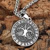 Nordic Tree of Life Pendant Viking Rune Necklace Antique Bronze Silver Jewelry Gift for Men Women