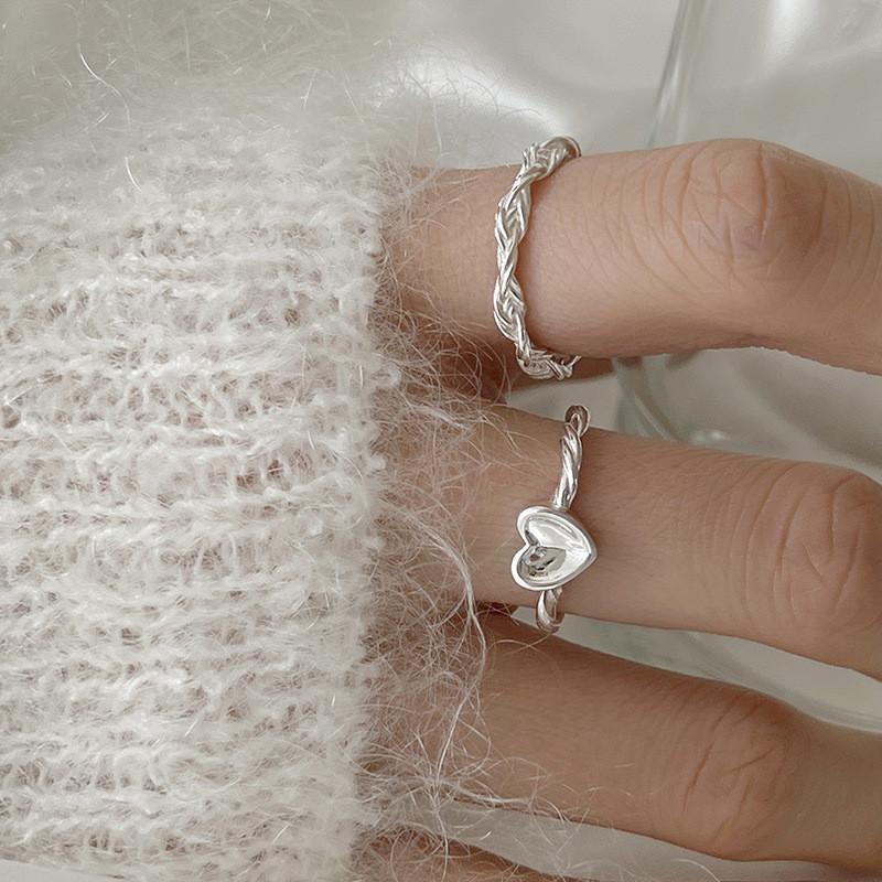 Chic Ins Style Heart Twisted Weave Ring For Women Adjustable Fashionable Accessory