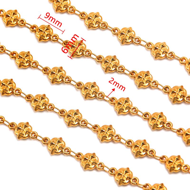 18K Gold Plated Stainless Steel Heart, Butterfly, Four-Leaf Clover, Shell Chain Bracelet/Necklace, 50cm.