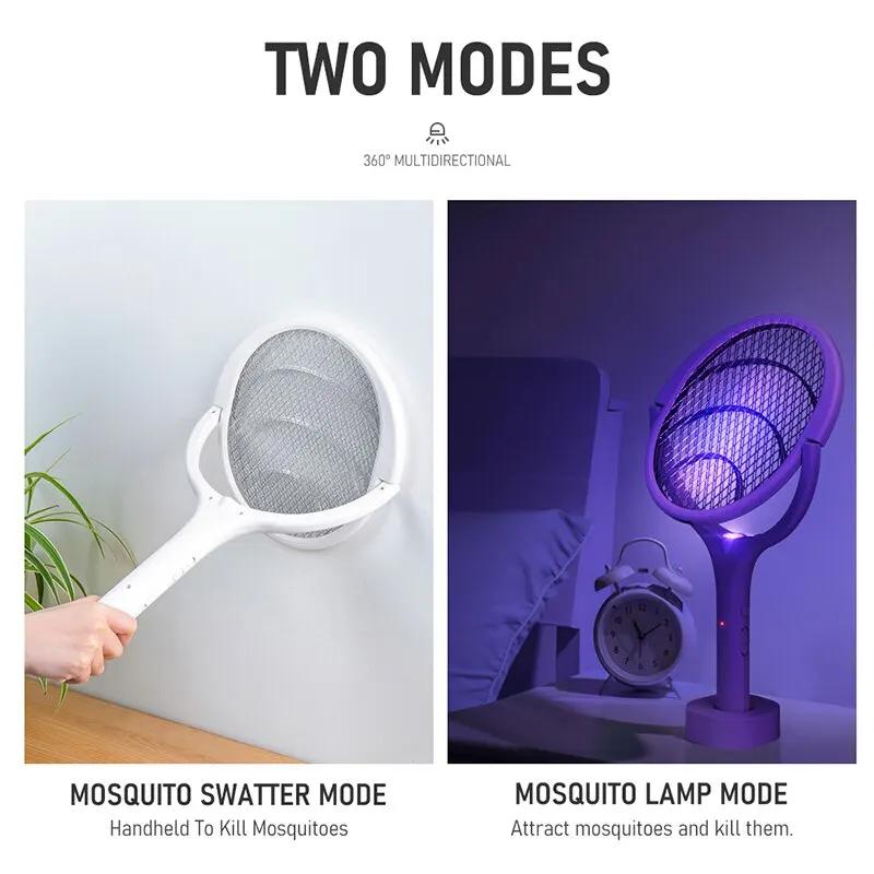 90 Degree Rotatable Mosquito Killer Lamp Electric Shocker UV Light Bug Zapper Trap Flies Summer USB Fly Swatter Rechargeable