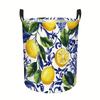 1pc, Dokriy, This Refreshing Blue Lemon-Shaped Round Storage Basket Is a Foldable Laundry Basket with Large Capacity And Thickened Handle. It Is Perfe