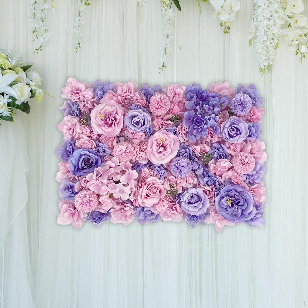 Pannello di Fiori Artificiali Sfondo Decorazione San Valentino per la Casa Composizione Rosa