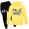 Kids Cotton Cartoon Hoodie And Jogging Pants Set For Winter And Spring Play