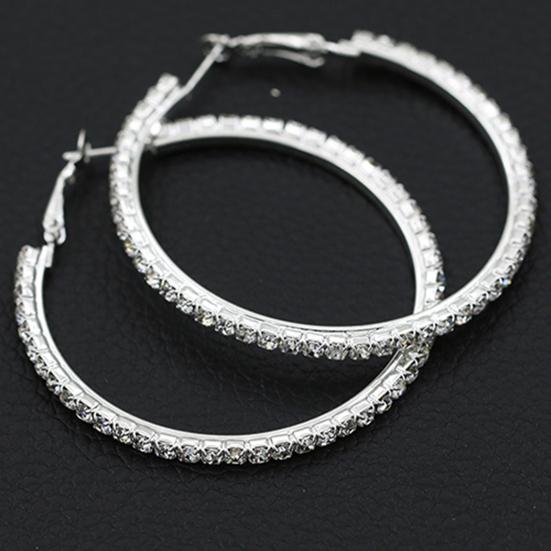 1 Pair Cirle Earrings Rhinestone Decor Jewelry Alloy Women Big Hoop Earrings for Birthday Pary