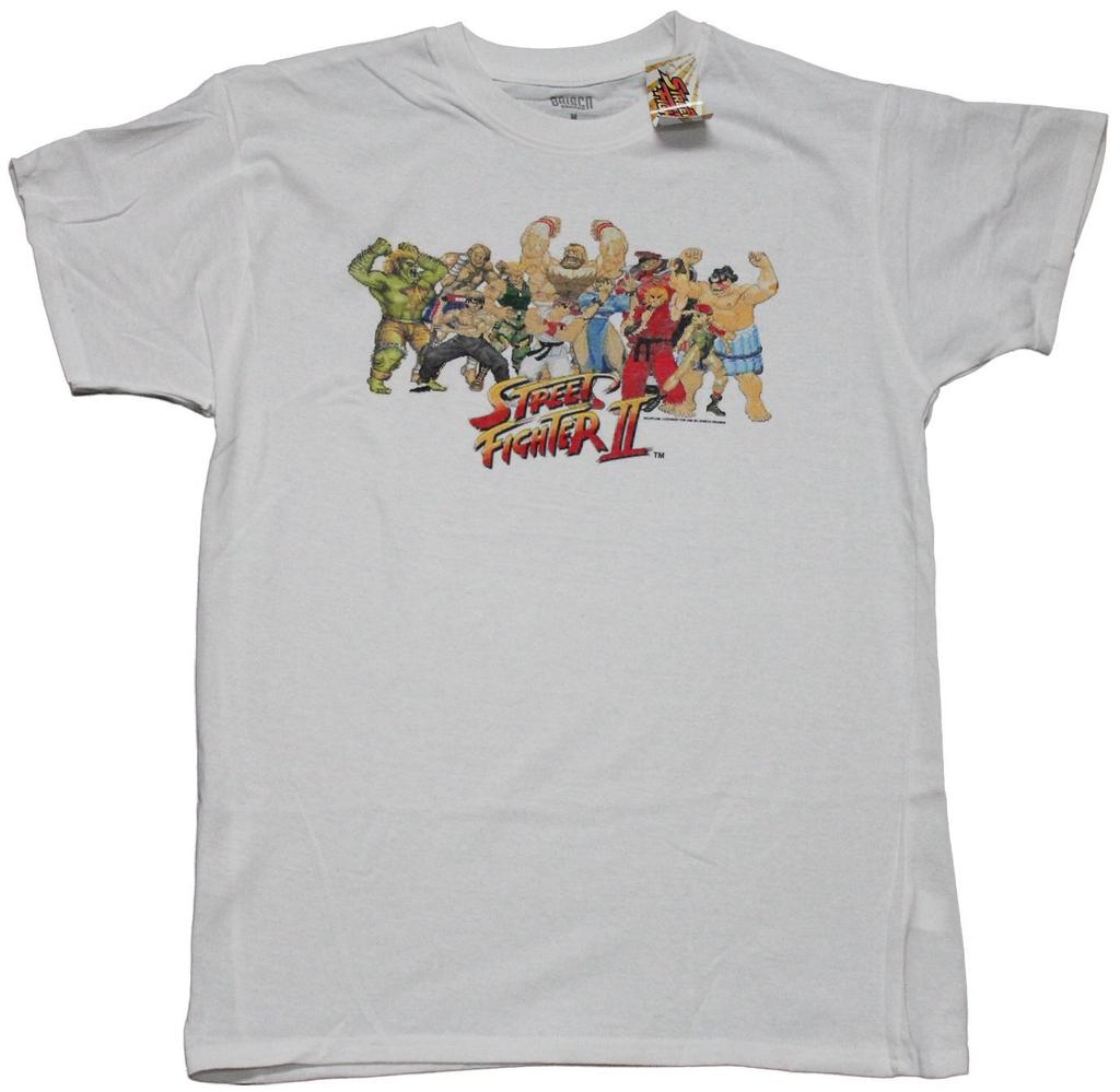 Street Fighter II New Adult T-shirt Pixel Cast Hands Raised over Name