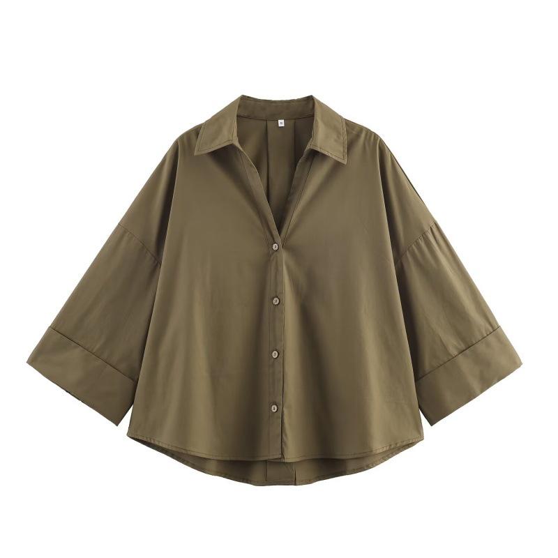 Autumn 2025 Wide Sleeve Poplin Shirt - European & American Style, New Versatile Design