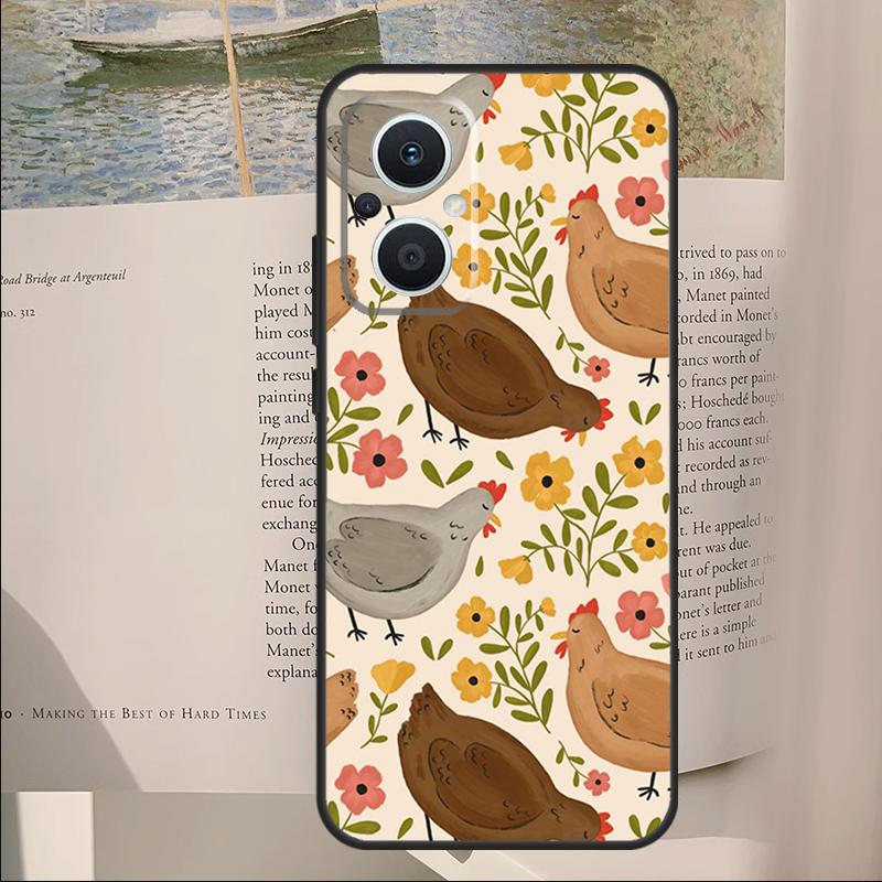 Chicken Pattern Cover For OPPO Reno 7 8 Lite 11F 12F 13F 14F 10 11 12 13 14 Pro OPPO Find X6 X8 X9 Pro Case