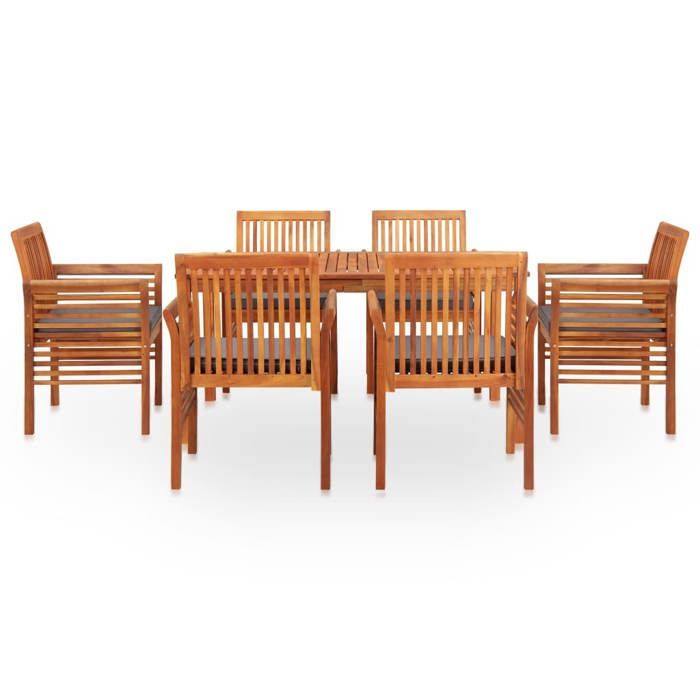 Maison Exclusive - Ensemble à manger d'extérieur 7 pcs et coussins Acacia solide