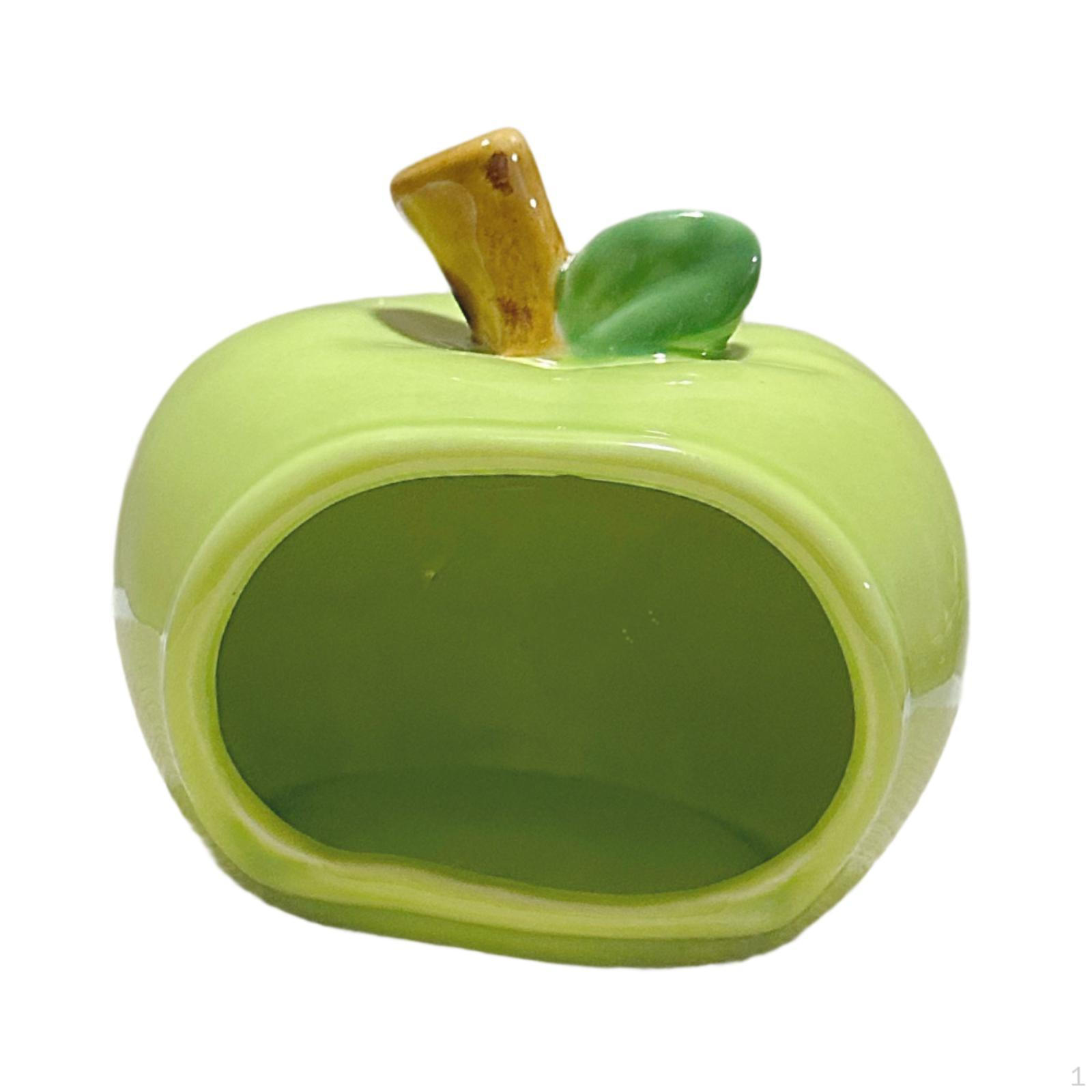 Ceramic Hamster Bowl Fruit Shaped Furniture Small Animal Hideout Cave Nest for Rats зелёный