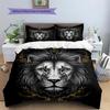 Black and White Lion Pattern Bedding Quilt Set  Home Decoration  Gift (1 * duvet cover + 2 * pillowcase  without core)
