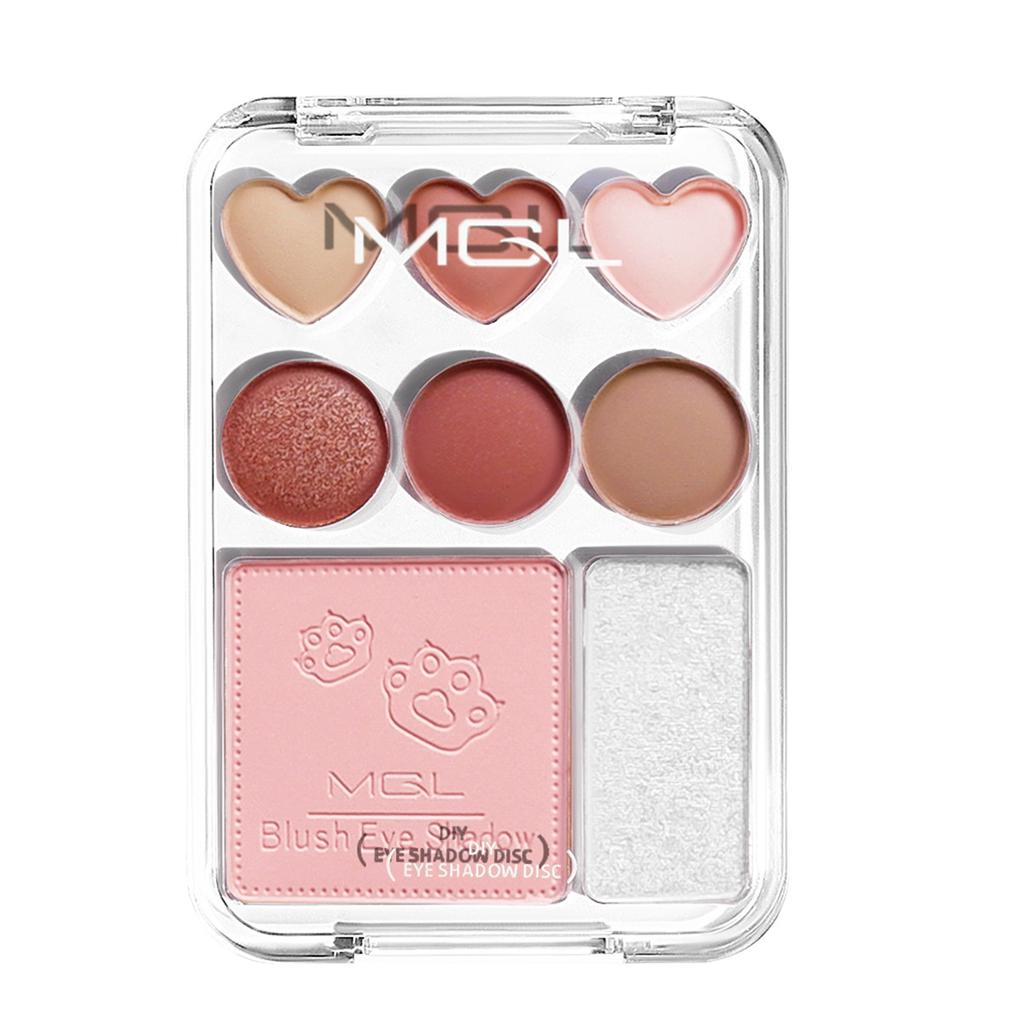 8-color Love Eyeshadow Palette Blush Highlight All-in-one Powder Orange Peach Color Earth Color Affordable Student Makeup Palette