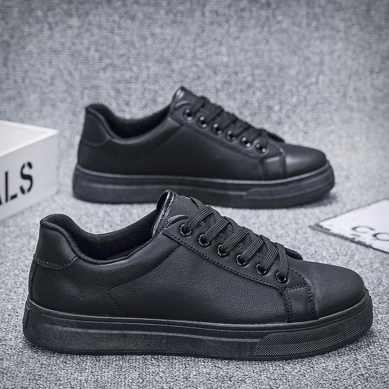 Spring White Leather Casual Shoes For Men High Quality Lace Up Flats Slip On Sneakers Men Shoes Black Lightweight Walking Shoes