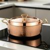 Copper Chafing Dish Hammered Ramen Soup Casserole Pan Lid Multifunctional Even Heating Suitable for