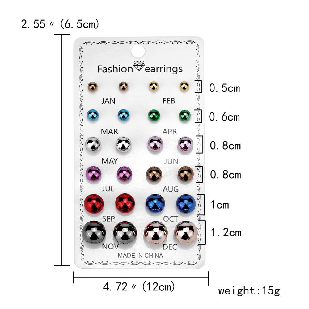 12 Pairs Crystal Rhinestone Flower Stud Earrings Set for Women Jan to Dec Birthstone Piercing Jewelry Accessories
