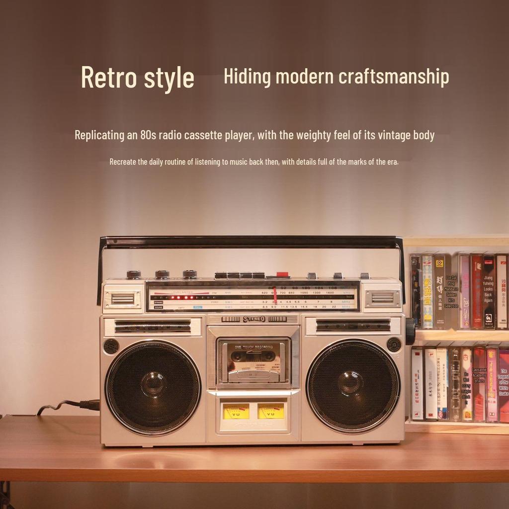 Retro 80s Cassette Player & Bluetooth Speaker with Subwoofer