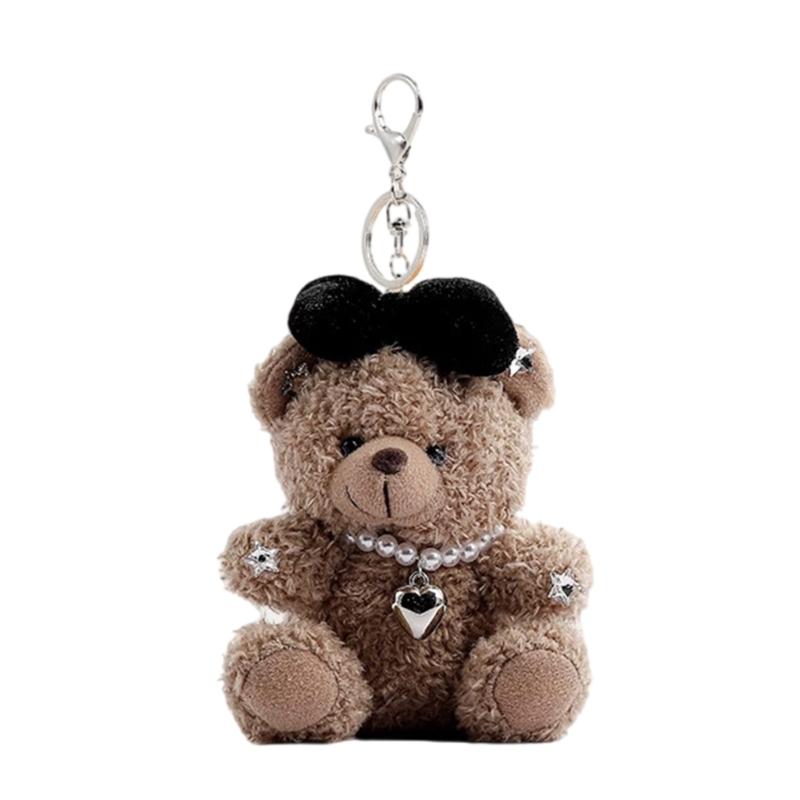 Bowknot Bear Charm Keychains Sweet Cute Pendant Car Keyring Backpack Decoration Fashion Jewelry for Women Girls