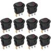 10PCs Round Rocker ON/OFF 12V Waterproof  Switch LED Spotlighting Silver Terminal 3‑Pin