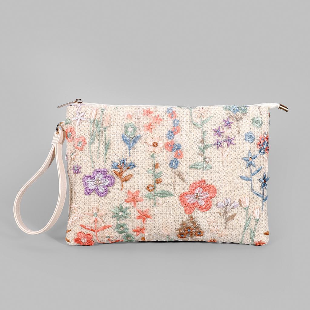 High-end Sequined Woven Dinner Bag New Embroidery Clutch Bag Summer Niche Straw Woven Bag Fashion Women's Envelope Bag