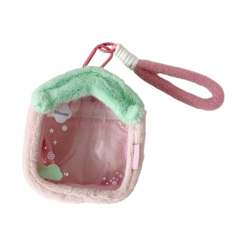 Clear Figure Display Bag with Keychain,Portable Doll Storage Bag Carrying Case Pouch Keying Charms for Collectibles